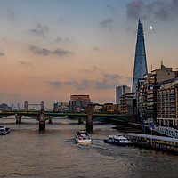 Buy canvas prints of Sunset over the river Thames & the Shard, London. by Gary Parker