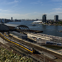 Buy canvas prints of A view Amsterdam railway line by Gary Parker