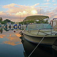 Buy canvas prints of Boats moored in a natural harbour by Gary Parker