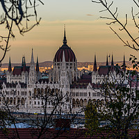 Buy canvas prints of Budapest Parliament, Hungary, setting sun by Gary Parker