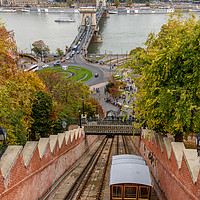Buy canvas prints of Funicular railway to Buda Castle, Budapest by Gary Parker