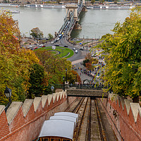 Buy canvas prints of Funicular railway to Buda Castle, Budapest by Gary Parker