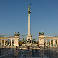 Buy canvas prints of Hero's Square, Budapest, Hungary, on a bright, sun by Gary Parker
