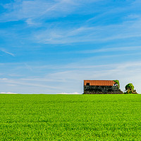Buy canvas prints of Abandoned farm building, standing in a green field by Gary Parker