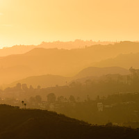 Buy canvas prints of Sunset over the Hollywood Hills, Los Angeles.  by Gary Parker