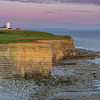 Buy canvas prints of Nash Point lighthouse, south Wales, at sunset. by Gary Parker