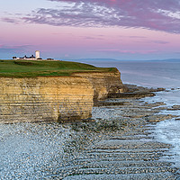 Buy canvas prints of Nash Point lighthouse, south Wales, at sunset.  by Gary Parker