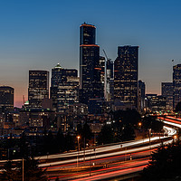 Buy canvas prints of Seattle skyline, at sunset.  by Gary Parker