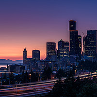 Buy canvas prints of Seattle cityscape light trails by Gary Parker