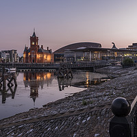 Buy canvas prints of Cardiff Bay Pier Head Building, at sunrise by Gary Parker
