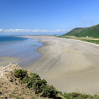 Buy canvas prints of Rhossili beach, from the Welsh Coastal path by Gary Parker