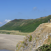 Buy canvas prints of Rhossili Bay, the Gower, Wales, on a sunny day  by Gary Parker