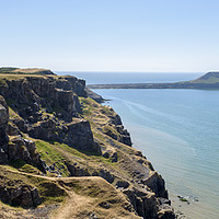 Buy canvas prints of Worms Head, from the Wales Coastal Path.  by Gary Parker