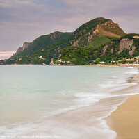 Buy canvas prints of Sunrise on Glyfada beach in Corfu, Greece.	 by Gary Parker