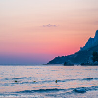 Buy canvas prints of Sunset over a beach in Corfu, Greece	 by Gary Parker