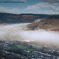 Buy canvas prints of A cloud inversion across the South Wales Rhondda Valley by Gary Parker