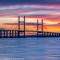 Buy canvas prints of Severn Bridge crossing from England to Wales, at sunset.  by Gary Parker