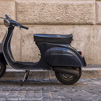 Buy canvas prints of Vintage scooter against old wall in Rome by Gary Parker
