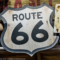 Buy canvas prints of Old style Route 66 sign by Gary Parker