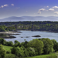 Buy canvas prints of The Menai Straits and the Mountains of Snowdonia by E J T Photography