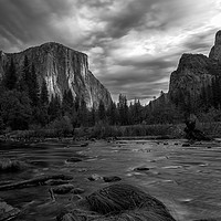 Buy canvas prints of storm over Yosemite Valley BW by jonathan nguyen