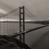 Buy canvas prints of Dawn Over Golden Gate - Sepia by jonathan nguyen