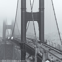 Buy canvas prints of golden gate close up bw by jonathan nguyen