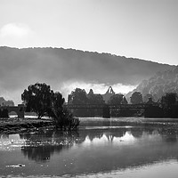 Buy canvas prints of Tintern Abbey - Early morning mist.  by Shane Hopkins