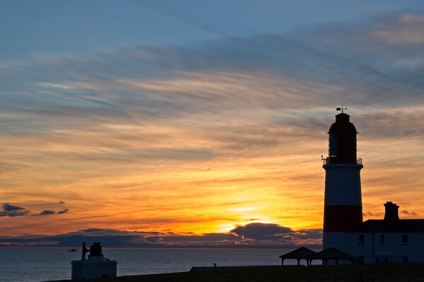 Fiery Sunrise at Souter Lighthouse Picture Board by Rob Cole
