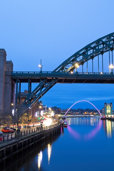 Illuminated Tyne Bridge at Dusk Picture Board by Rob Cole