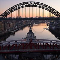 Buy canvas prints of Golden Sunrise over Tyne Bridges by Rob Cole