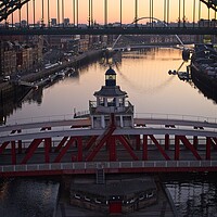 Buy canvas prints of Golden Sunrise over Tyne Bridges by Rob Cole