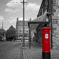 Buy canvas prints of Vintage Red Post Box in Historic Street by Rob Cole