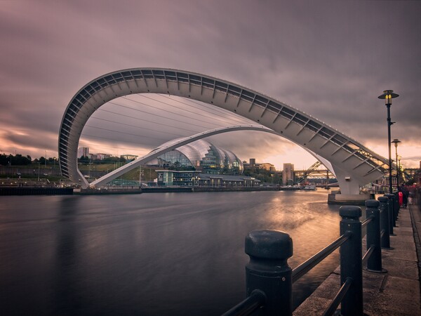 Iconic Gateshead Bridge at Twilight Picture Board by Rob Cole