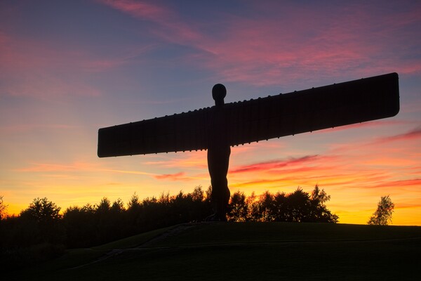 Fiery Sunset at the Angel of the North Picture Board by Rob Cole
