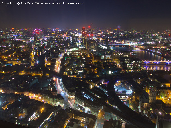 London City Skyline at Night Picture Board by Rob Cole