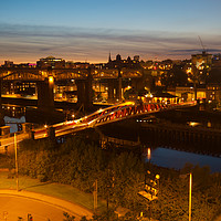 Buy canvas prints of Illuminated Bridges over Tyne by Rob Cole
