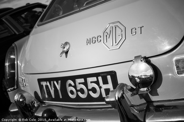 Classic MGC GT Car Boot Badge Picture Board by Rob Cole