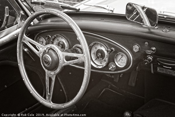 Austin Healey 3000 Classic Sports Car Interior Picture Board by Rob Cole