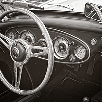 Buy canvas prints of Austin Healey 3000 Classic Sports Car Interior by Rob Cole
