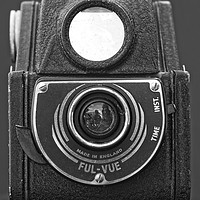 Buy canvas prints of Ensign Ful-Vue Vintage Black and White Camera by Rob Cole