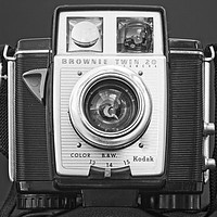 Buy canvas prints of Kodak Twin 20 Vintage Black and White Camera by Rob Cole