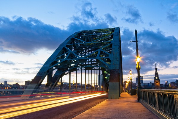 Tyne Bridge Traffic Trails, Newcastle, Tyne and We Picture Board by Rob Cole