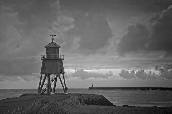 Herd Groyne Lighthouse Sunrise, South Shields Picture Board by Rob Cole