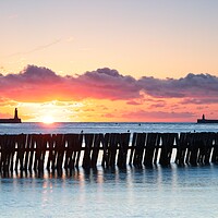 Buy canvas prints of Mouth of the Tyne Sunrise by Rob Cole