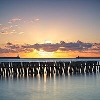 Buy canvas prints of Mouth of the Tyne Sunrise by Rob Cole
