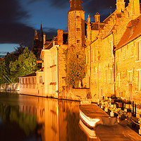 Buy canvas prints of Bruges night portrait by Gwil Roberts