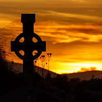 Buy canvas prints of Celtic Cross at sunset, Dingle Peninsula, Kerry by Colm Kingston