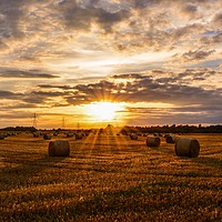 Buy canvas prints of Hay Bale Sunset by Ben Keating