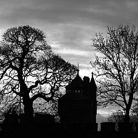 Buy canvas prints of Cardiff Castle Winter Silhouettes Black & White by James Brunker